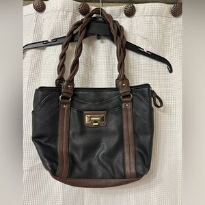 Rosetti Black and Brown Shoulder Bag with Gold Clasp